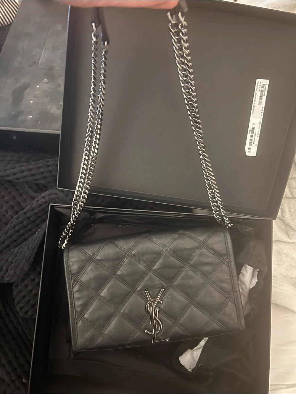 Saint Laurent Becky Chain Wallet In Quilted Lambskin